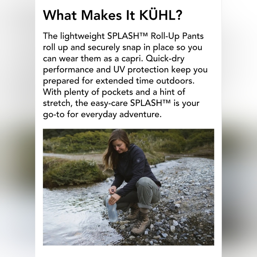 KÜHL Splash™ Roll-Up Pants in Shadow Sz 12 - Picture 6 of 16